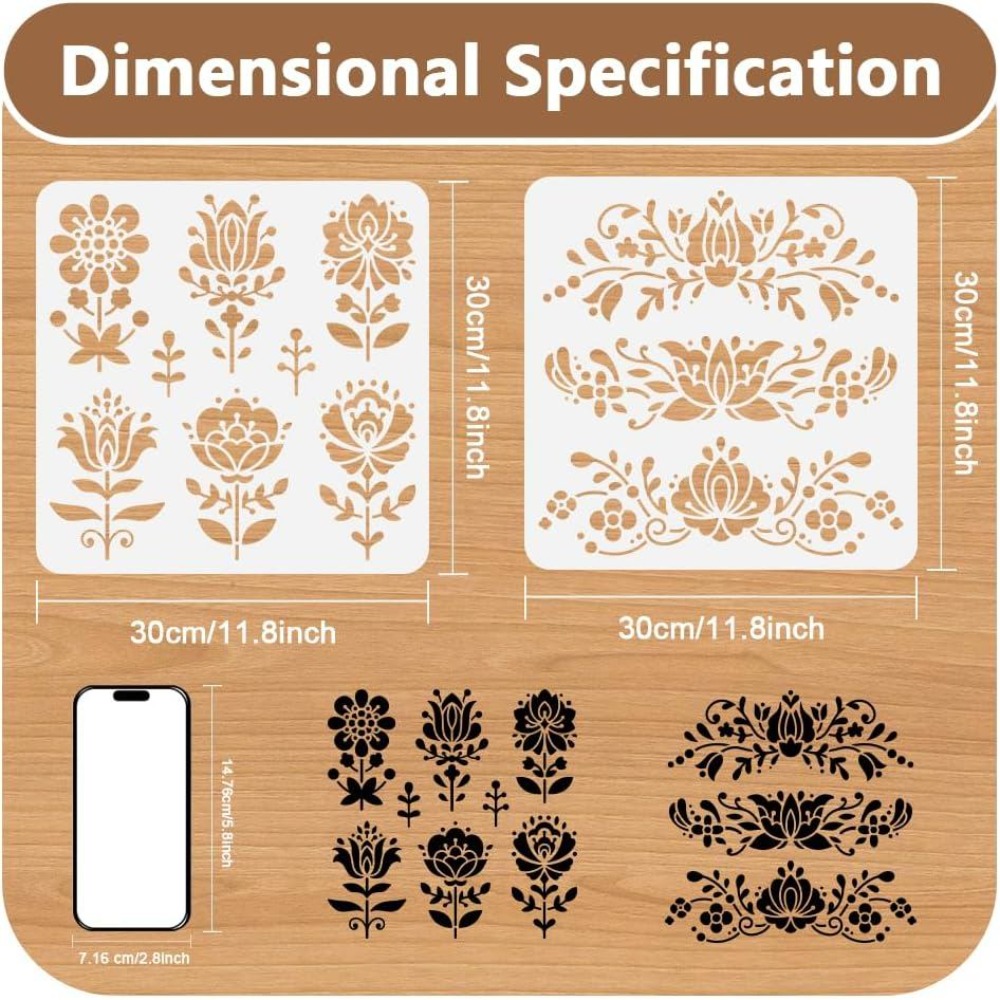 2 pochoirs floraux en plastiqu - Art Craft Template avis et prix