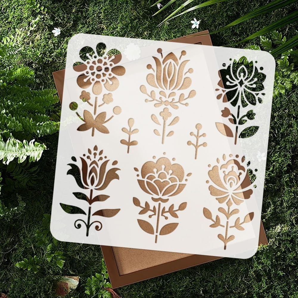 2 pochoirs floraux en plastiqu - Art Craft Template avis et prix